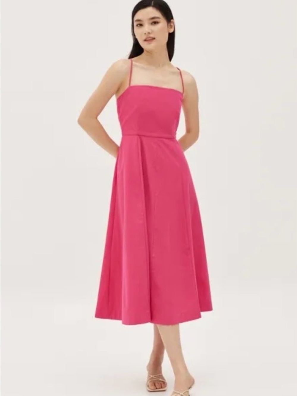 Love, Bonito Hilaria Tie Back Midi Dress Hot Pink / Fuchsia US 6 Pockets